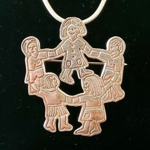 Taxco 925 Ring Around the Rosie Brooch/Pendant Necklace 20"